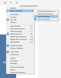 Filter displays in Tableau 8