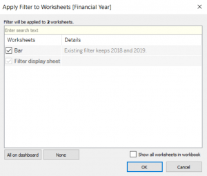 Filter displays in Tableau 9